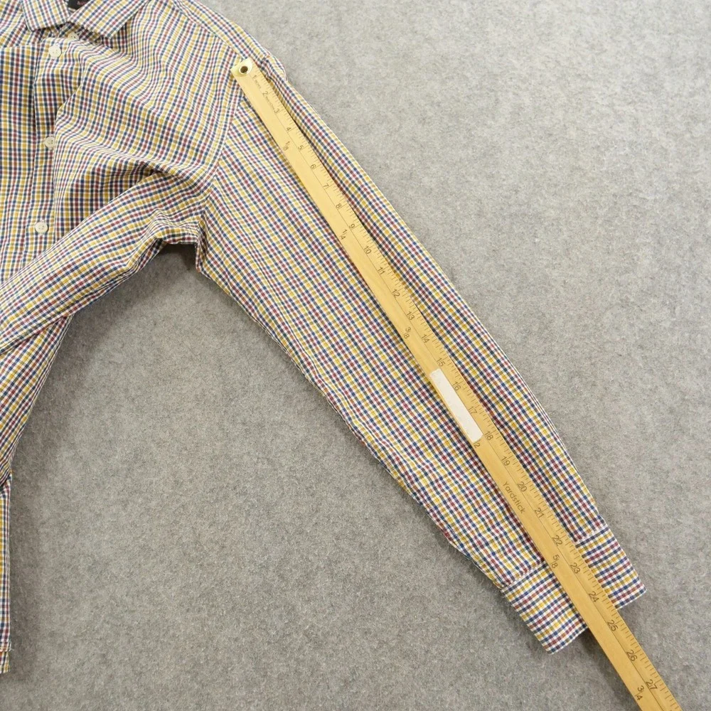 Banana Republic Shirt Mens Medium Red Blue Button Checks Long Sleeve